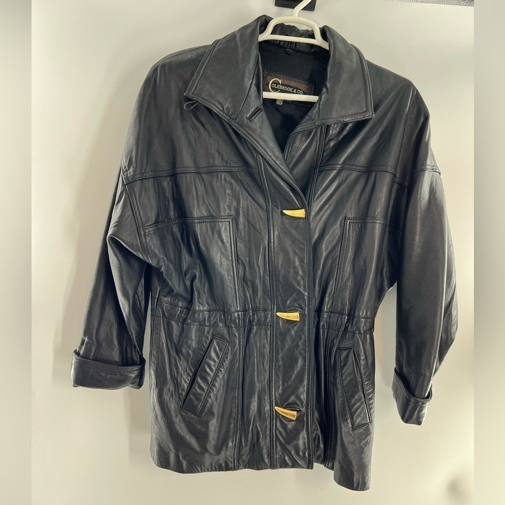 VINTAGE COLEBROOK & CO MEDIUM HIP LENGTH SOFT LEATHER JACKET BLACK